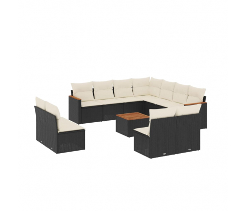 12-Daļīgs Dārza Dīvānu Komplekts, Matrači, Melna Pe Rotangpalma Vidaxl