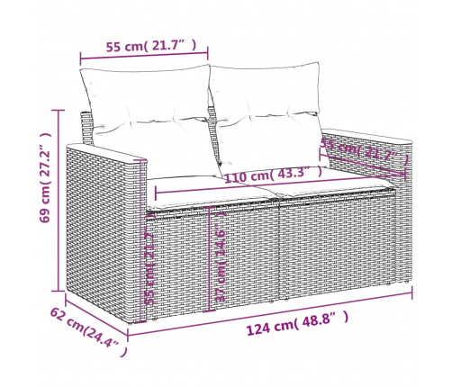 12-Daļīgs Dārza Dīvānu Komplekts, Matrači, Melna Pe Rotangpalma Vidaxl