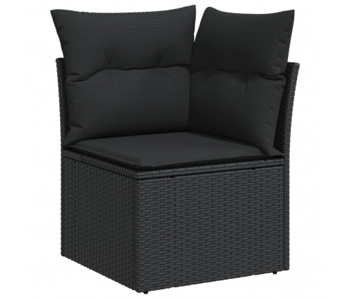 vidaXL 10-daļīgs dārza dīvāna komplekts, matrači, melna PE rotangpalma