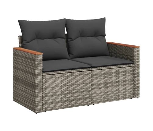 11-Daļīgs Dārza Dīvāna Komplekts Ar Matračiem, Pelēks Pe Pinums Vidaxl