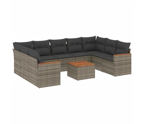 10-Daļīgs Dārza Dīvāna Komplekts Ar Matračiem, Pelēks Pe Pinums Vidaxl