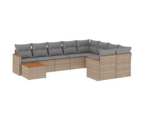 vidaXL 10-daļīgs dārza dīvāna komplekts, matrači, bēša PE rotangpalma