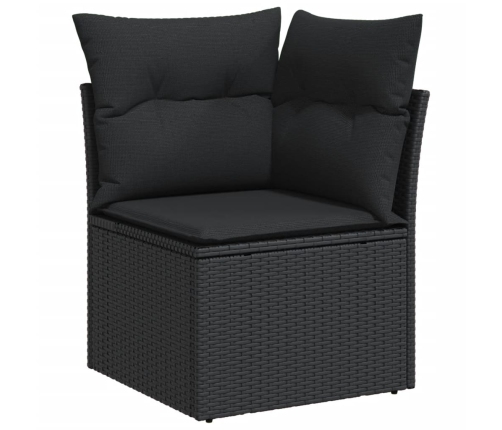 vidaXL 10-daļīgs dārza dīvāna komplekts, matrači, melna PE rotangpalma