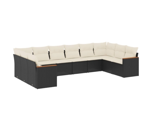 10-Daļīgs Dārza Dīvāna Komplekts, Matrači, Melna Pe Rotangpalma Vidaxl