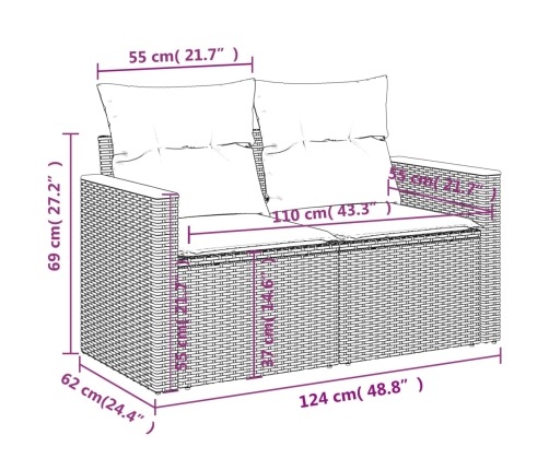 10-Daļīgs Dārza Dīvāna Komplekts, Matrači, Melna Pe Rotangpalma Vidaxl