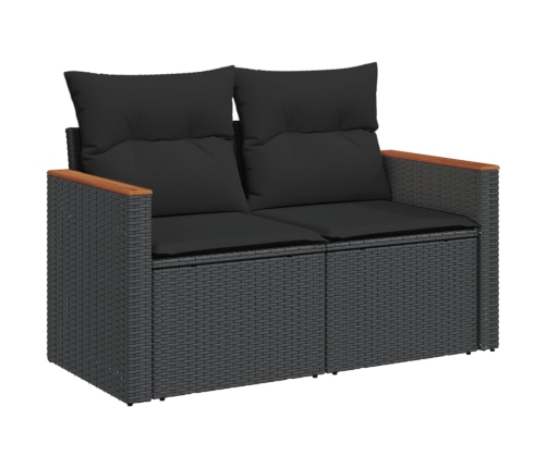 vidaXL 11-daļīgs dārza dīvāna komplekts, matrači, melna PE rotangpalma