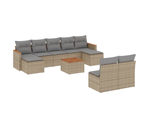 10-Daļīgs Dārza Dīvāna Komplekts, Matrači, Bēša Pe Rotangpalma Vidaxl