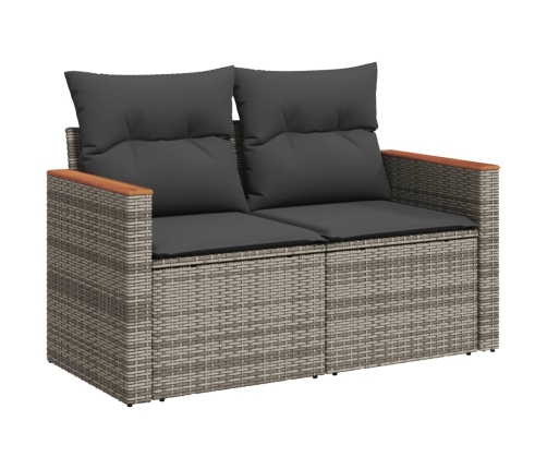 vidaXL 10-daļīgs dārza dīvāna komplekts ar matračiem, pelēks PE pinums