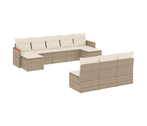 vidaXL 10-daļīgs dārza dīvāna komplekts, matrači, bēša PE rotangpalma