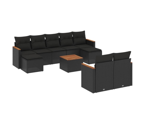 10-Daļīgs Dārza Dīvāna Komplekts, Matrači, Melna Pe Rotangpalma Vidaxl
