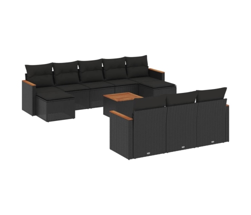 vidaXL 11-daļīgs dārza dīvāna komplekts, matrači, melna PE rotangpalma