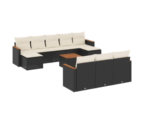 vidaXL 11-daļīgs dārza dīvāna komplekts, matrači, melna PE rotangpalma