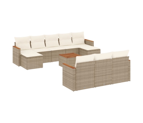 vidaXL 11-daļīgs dārza dīvāna komplekts, matrači, bēša PE rotangpalma