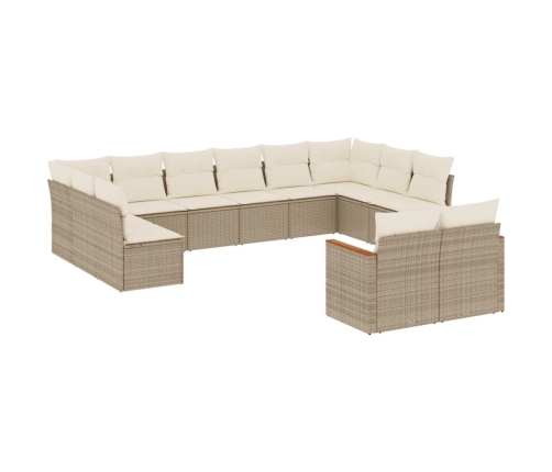 vidaXL 12-daļīgs dārza dīvāna komplekts, matrači, bēša PE rotangpalma