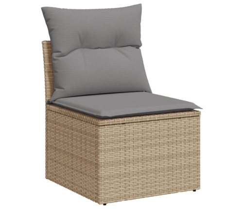 vidaXL 12-daļīgs dārza dīvāna komplekts, matrači, bēša PE rotangpalma