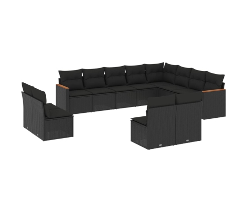vidaXL 12-daļīgs dārza dīvānu komplekts, matrači, melna PE rotangpalma