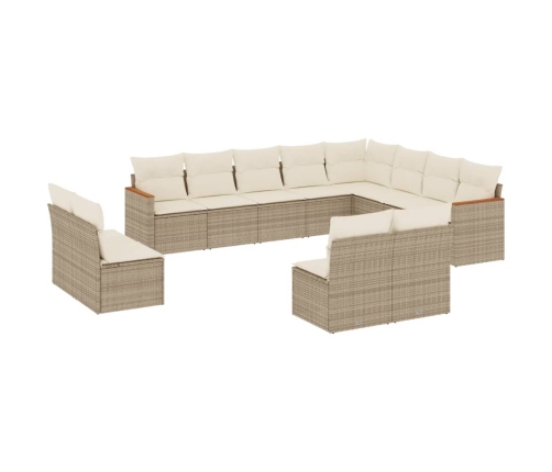 vidaXL 12-daļīgs dārza dīvāna komplekts, matrači, bēša PE rotangpalma