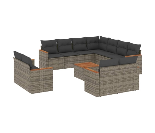 vidaXL 12-daļīgs dārza atpūtas mēbeļu komplekts, matrači, pelēks PE