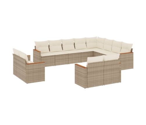 vidaXL 12-daļīgs dārza dīvāna komplekts, matrači, bēša PE rotangpalma