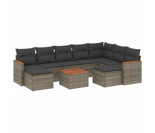 vidaXL 10-daļīgs dārza dīvāna komplekts ar matračiem, pelēks PE pinums