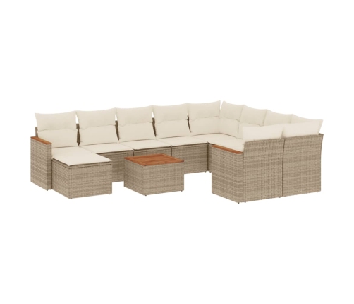 vidaXL 11-daļīgs dārza dīvāna komplekts, matrači, bēša PE rotangpalma