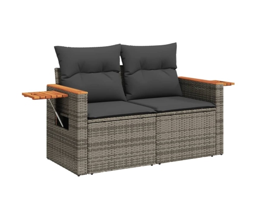 vidaXL 10-daļīgs dārza dīvāna komplekts ar matračiem, pelēks PE pinums