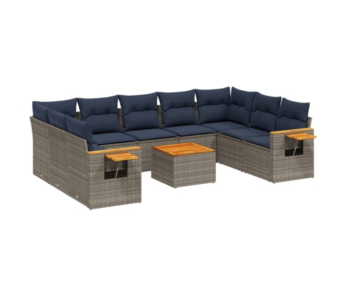 10Daļīgs Dārza Dīvāna Komplekts Ar Matračiem Pelēka Rotangpalma Vidaxl