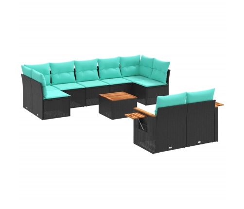 10-Daļīgs Dārza Dīvāna Komplekts, Matrači, Melna Pe Rotangpalma Vidaxl