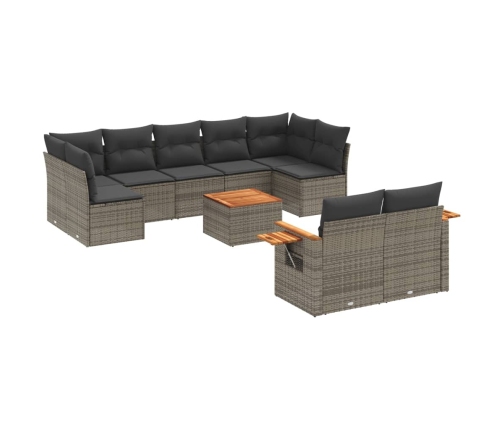 10-Daļīgs Dārza Dīvāna Komplekts Ar Matračiem, Pelēks Pe Pinums Vidaxl