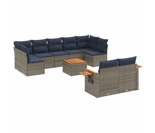 10Daļīgs Dārza Dīvāna Komplekts Ar Matračiem Pelēka Rotangpalma Vidaxl