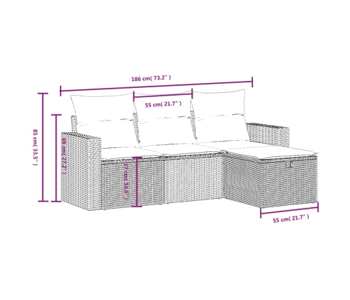 10-Daļīgs Dārza Dīvāna Komplekts, Matrači, Bēša Pe Rotangpalma Vidaxl