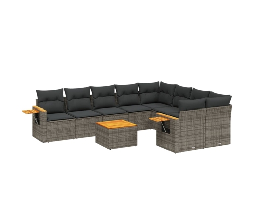 10-Daļīgs Dārza Dīvāna Komplekts Ar Matračiem, Pelēks Pe Pinums Vidaxl