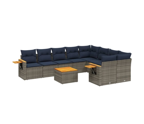 10Daļīgs Dārza Dīvāna Komplekts Ar Matračiem Pelēka Rotangpalma Vidaxl