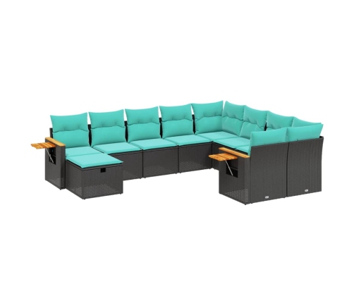 10-Daļīgs Dārza Dīvāna Komplekts, Matrači, Melna Pe Rotangpalma Vidaxl