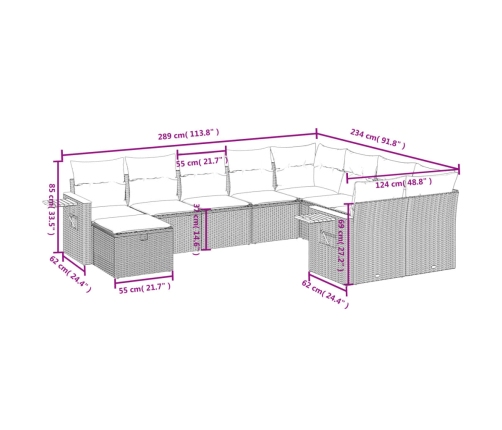 10-Daļīgs Dārza Dīvāna Komplekts, Matrači, Melna Pe Rotangpalma Vidaxl