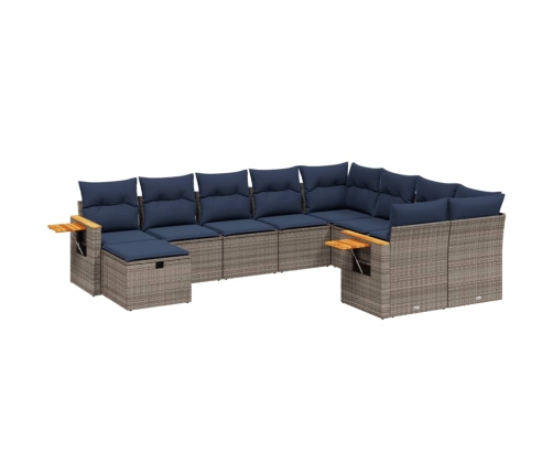 10Daļīgs Dārza Dīvāna Komplekts Ar Matračiem Pelēka Rotangpalma Vidaxl