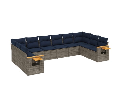 10-Daļīgs Dārza Dīvāna Komplekts Ar Matračiem, Pelēks Pe Pinums Vidaxl