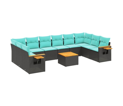 11-Daļīgs Dārza Dīvāna Komplekts, Matrači, Melna Pe Rotangpalma Vidaxl