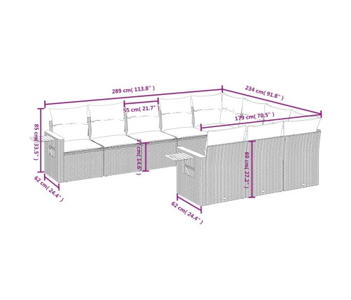 10-Daļīgs Dārza Dīvāna Komplekts, Matrači, Melna Pe Rotangpalma Vidaxl