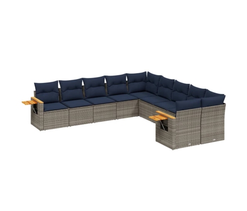 10-Daļīgs Dārza Dīvāna Komplekts Ar Matračiem, Pelēks Pe Pinums Vidaxl