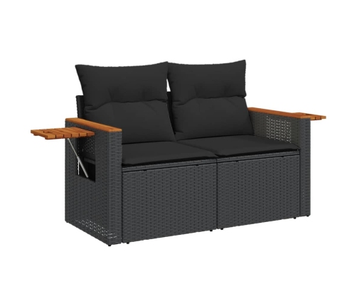 vidaXL 11-daļīgs dārza dīvāna komplekts, matrači, melna PE rotangpalma