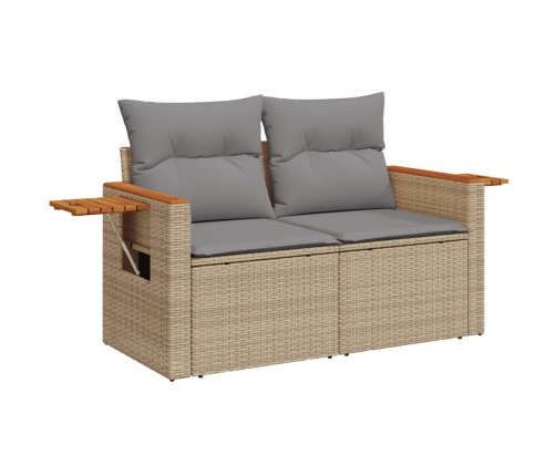 vidaXL 11-daļīgs dārza dīvāna komplekts, matrači, bēša PE rotangpalma