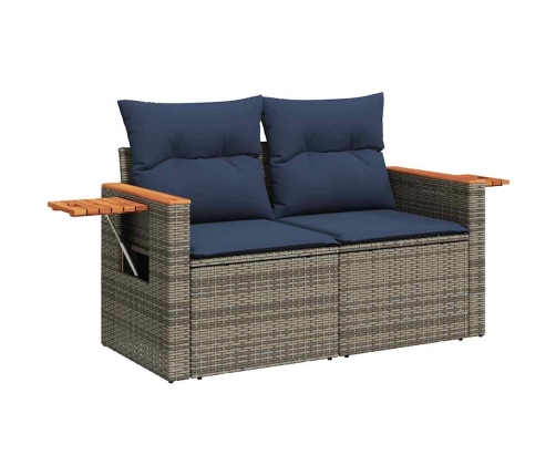 11-Daļīgs Dārza Dīvāna Komplekts Ar Matračiem, Pelēks Pe Pinums Vidaxl