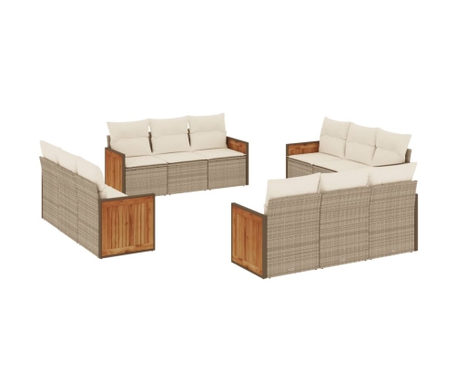 vidaXL 12-daļīgs dārza dīvāna komplekts, matrači, bēša PE rotangpalma