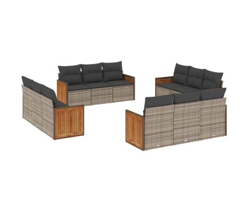 vidaXL 12-daļīgs dārza atpūtas mēbeļu komplekts, matrači, pelēks PE