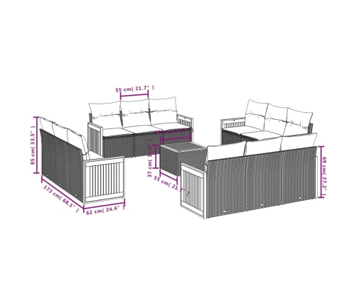 13-Daļīgs Dārza Dīvāna Komplekts Ar Matračiem, Pe Rotangpalma Vidaxl