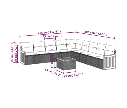 10-Daļīgs Dārza Dīvāna Komplekts, Matrači, Bēša Pe Rotangpalma Vidaxl