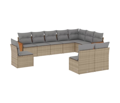 10-Daļīgs Dārza Dīvāna Komplekts, Matrači, Bēša Pe Rotangpalma Vidaxl