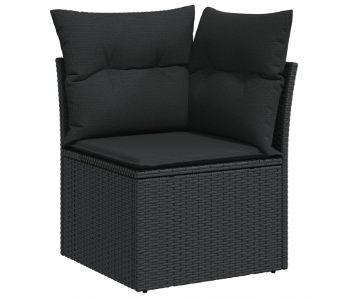 vidaXL 11-daļīgs dārza dīvāna komplekts, matrači, melna PE rotangpalma