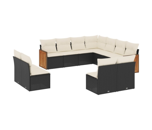 11-Daļīgs Dārza Dīvāna Komplekts, Matrači, Melna Pe Rotangpalma Vidaxl